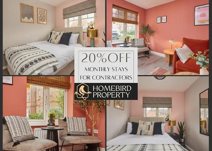 Vakantiehuis Modern 2bdr House By Homebird Management Short Lets & Serviced With Private Parking & Free Wifi *